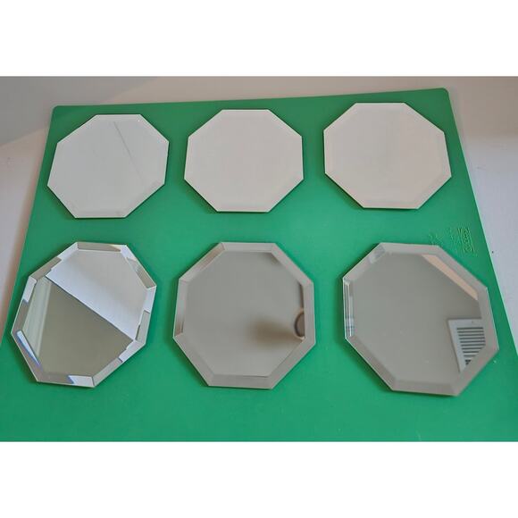 Mirrors 4" Octogan/8 sided 3 pair/6 for Candles, Coasters, Figurines, Placecards - Picture 1 of 5